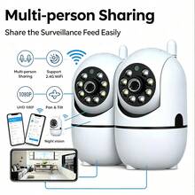 1pc/2pcs Indoor WiFi Security Camera, 1080P Indoor Monitoring Camera, 2.4G WiFi PTZ Home Camera, Supports Two-Way Audio, Full Color Night Vision, Motion Alert, Multi-User Sharing, Can Be Used As Baby Monitor And Pet Camera For Home Security, Indoor Monitoring Camera, New Year Gift, Christmas Gift, Christmas Gift For Him, Boyfriend, Grandpa - White - View 2