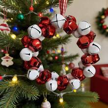 Christmas Tree Bell Hanging Ornament, Iron Bell Wreath Hanging Decor, Christmas Window Display Scene Decoration Prop, Holiday Home Party Decorative Pendant - Multicolor - View 2