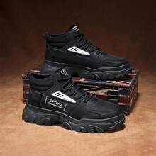 Men High-Top Leather Riding Boots - Black - View 2