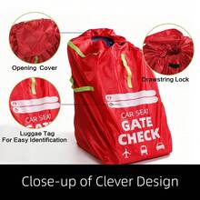 Bolsa de almacenamiento para cochecito de bebé, impermeable y con cubierta antipolvo, apta para asiento de coche/cochecito de alta visibilidad, esencial para facturar en avión, gran capacidad - Rojo - Ver 2