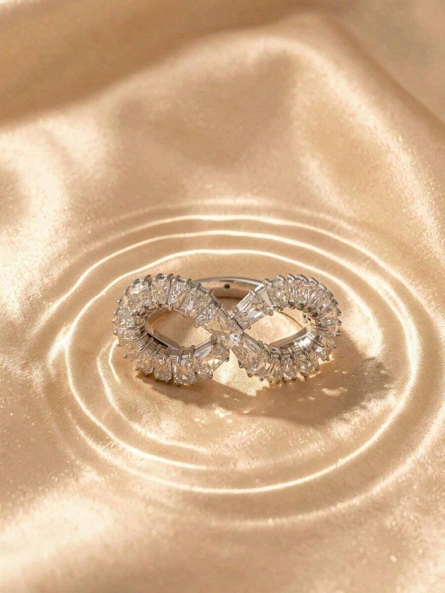 SWAROVSKI Hyperbola Infinity Symbol Ring, Luxury Full Rhinestone Design Women's Ring, Anniversary Gift For Girlfriend - Silver - View 1