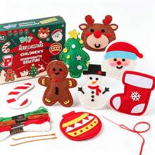 DIY Christmas Felt Sewing Kit, 8 Pack Hand-Sew Craft Ornaments With Random Color Needles, Random Color Sewing Thread & Random Color Bead Chains, Ideal Holiday Gift For Boys Girls - Multicolor - View 4
