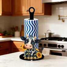 2D Flat Design Cute Black Cat & Butterfly Acrylic Paper Towel Holder, Kitchen Countertop Roll Paper Rack, Cat Lover Decor, Vintage Farmhouse Style Bathroom Standing Paper Towel Holder, Creative Animal Silhouette Design, High-Value Home Storage Rack - Multicolor - View 10