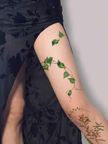STARTTOOS 6PCS Halloween Floral Vine & Leaf Pattern Waterproof Temporary Tattoo Stickers For Makeup, Street, Party Gift, Arm, Shoulder, Back, Leg - Multicolor - View 4