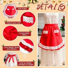 1pc Half Apron With Zipper, Large Pocket, Adjustable Tie, Short Floral Apron, Server Work Uniform, Short Apron, Camping Apron, Cute Ruffle Half Apron, Restaurant Coffee Shop Half Work Uniform - Multicolor - View 6