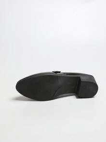 1 Pair Women's Black Glossy Thick Sole Loafers Fashion Versatile Driving Loafers - Black - View 4