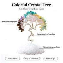 1PC Handcrafted Rose Quartz Tree With Quartz Sand Base, Seven Chakra Crystal Energy Balancer, Wellbeing Enhancer & Mystical Aura Home Desktop Decor - Quartz Sand Tree - View 7