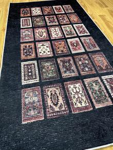 Digitally Printed Non-Slip Washable Runner And Area Rug Suitable For Living Room, Outdoor, Bedroom, Kitchen Carpet, Modern Design | Modern, Scandinavian, Bohemian And Classic Styles | 100% Polyester - Black - View 9