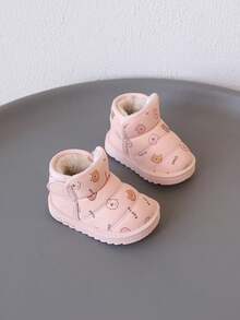1 Pair Kids Bear Pattern Low-Top Hook & Loop Flat Cute Shoes Suitable For Outings, School, Play, Travel And More[Select Based On Actual Inner Length] - Pink - View 5