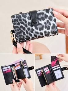 Leopard Print Women's Wristlet Wallet, Large Capacity Snap Button Zipper Coin Purse, Multi-Card Slot Design, With Detachable Wrist Strap, Suitable For Daily And Travel Use - Multicolor - View 10