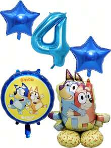 MASSDI Set Balon Foil Bertema Kartun Bluey, Bentuk Karakter Bulat, Bintang, dan Angka, Berbagai Ukuran 30/25,5/18 Inci (76,2/65/45,7 cm), Tepi Halus, Mudah Ditiup & Dipajang, Ideal untuk Dekorasi Tempat Perayaan Ulang Tahun, Hadiah Kreatif, Souvenir Pesta - Berbagai gaya - View 7