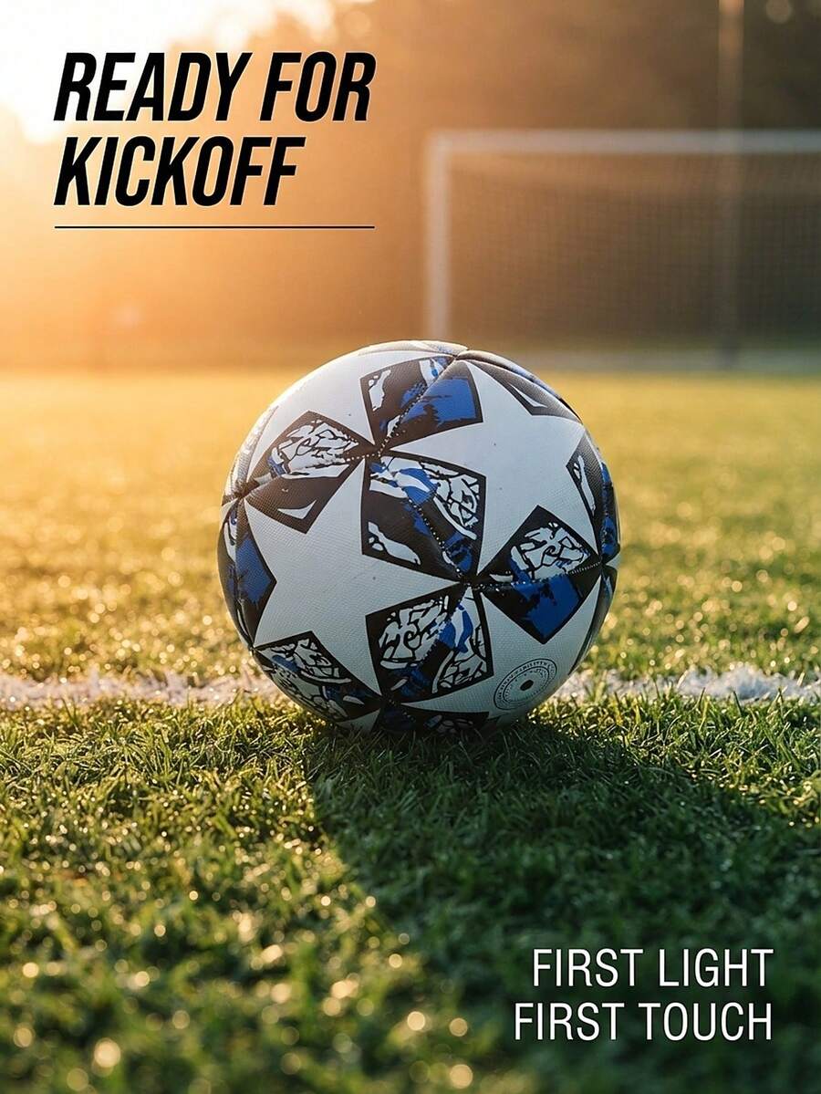 1PC,Unisex Basic Beginner Soccer Ball For Youth & Adults, Beautiful Colorful Design, Size 5 Official Standard Football, Personal Training & Match Ball, Indoor Outdoor Use, Recreational Play & Game - Multicolor - View 1