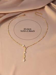 1 pieza Collar en forma de Y para mujer con múltiples estilos de estrella/mariposa/flor, colgante de circonita cúbica brillante, cadena para la clavícula, versátil para citas, fiestas y uso diario - Multicolor - Ver 11