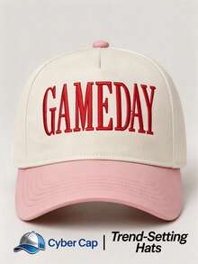 1pc Women's "GAMEDAY" Trucker Hat Adjustable Design Stylish Embroidered Five-Panel Cap Perfect For Casual Wear, Parties Travel - Color-block - Beige Leopard Print - View 13