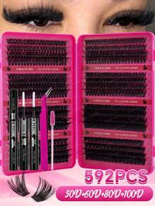 Value Pack: 576/592/616/640 Clusters Segmented Lashes, 10‑18mm Dense D Curl Individual Extensions. Ultra Soft Lash Clusters For Full Glamorous Look. 10D‑150D Waterproof Lightweight Lashes. Perfect For Daily Wear, Dates, Parties, Christmas & Halloween - Multicolor - View 4