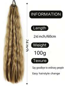 24Inch Synthetic Long Curly Ponytail With Elastic Hair Rope Hair Extensions Fashionable Daily Use Party Hair Accessories Synthetic Long Soft-Touch Fake HairPieces Ponytail Extensions Corn Curly High Temperature Fiber Hair Extension For Women Daily - Multicolor - View 2