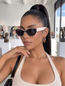 Womens Oval Cat Eye Glasses For Women Lightweight Fashion Retro Vintage Y2K Glasses Beach Summer Vacation Travel Outdoor Eyewear Accessories Lentes - Tea Frame Tea Leaves - View 14