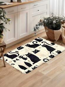 Cat Pattern Kitchen Mat: Non-Slip Durable Bathroom Mat, Comfortable Standing Running Carpet, Suitable For Kitchen, Home, Office, Sink, Laundry Room, Bathroom, Spring Decor, Available In Multiple Size Options - Multicolor - View 3
