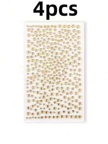 2pcs Gold Face Glitter Body Shiny 3D Rhinestone Stickers, Rave Party Makeup Accessories Rhinestone Stickers, Y2K Style Music Festival DIY Eye & Face Gems, Valentine's Day Gift - Multicolor - View 8
