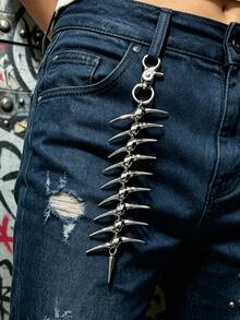 1 sợi xích denim xương cá màu tối phong cách hip-hop punk streetstyle đa năng, xích đeo eo, xích body, xích quần, xích túi xách cho quần jeans - Bạc - Xem 4