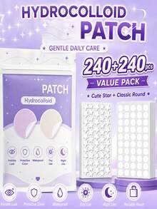 480pcs Skin Care Tools, Star-Shaped Round Face Mask Care Tools, Comfortable And Breathable, Firm Adhesion - Multicolor - View 3