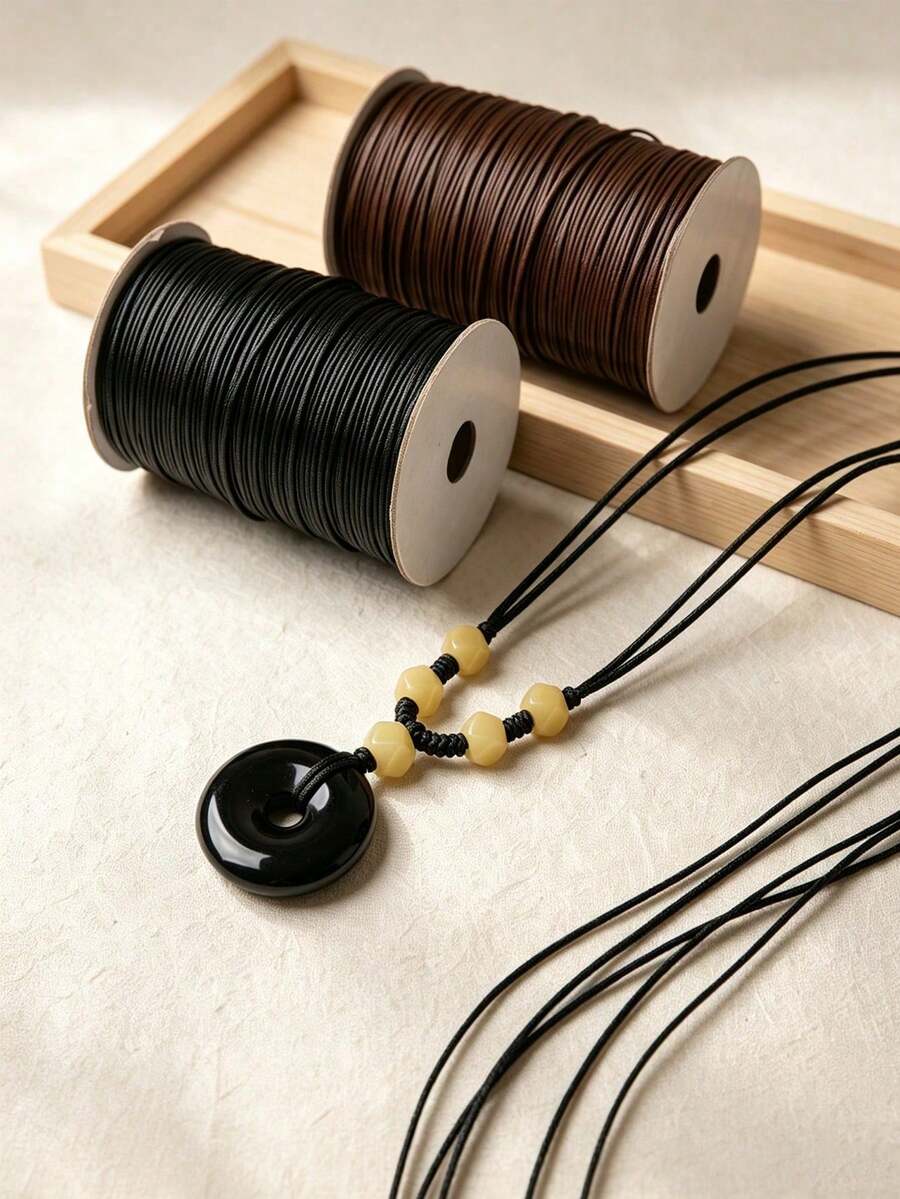 Handmade Wax Cord, Non-Stretch Synthetic Leather Beaded String, Suitable For Beaded Bracelets, Keychains, Pendants DIY Jewelry Making, Tassel Crafts, Sweater Pendant Hanging Rope, Bracelet Making, Jewelry DIY, Suitable For Christmas, Thanksgiving