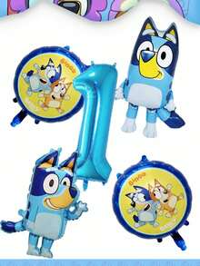 MASSDI Create A Vibrant Themed Party Decor With This All-Around Cartoon Dog Family Balloon Decoration Set, Including 1 Shiny Metallic Blue Number Foil Balloon To Mark Milestone Age - Multiple Styles - View 13