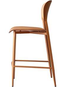Banco de Barra Tapizado en Vinipiel Color Naranja con Respaldo 49x39x97 cm| Taburete Alto Moderno con Reposapiés| Asiento y Respaldo Curvos Acolchados| Patas de Metal Naranja Resistentes| para Bar Cocina Isla y Desayunador| Fácil de Limpiar - Naranja - Ver 2