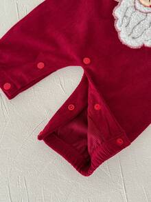 Baby Infant Sleeveless Corduroy Cute Santa Claus Overalls Romper Holiday Crawler Suit - Red - View 9