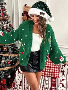 2/1pc New Christmas Hat Red Sequin Bow Plush Decorative Hat, Oversized Thick Long Fur Christmas Hat, Holiday Atmosphere Decoration, High-End Holiday Decor - Multicolor - View 6