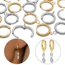 5pcs/Pack Stainless Steel Earring Jump Rings DIY Small Pendant Jewelry Accessories Earring Components Neutral Fresh Pendant Charms Jewelry Making - Ear Clip - View 6