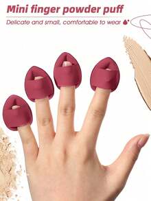 2pcs Makeup Sponge Set: 1 Makeup Foundation Sponge, 1 Mini Makeup Foundation Sponge, 1 Finger Makeup Sponge, 1 Triangle Powder Puff, 1 Cushion Powder Puff Randomly Sent, Affordable Christmas Gift, Makeup Tools - Hot Pink - View 5