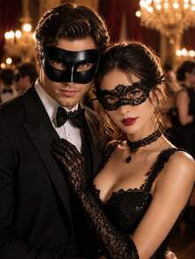 2pcs/1set Makeup Ball Couple Masks, Ball Masks, Suitable As Costumes And Props For Role-Playing, Halloween, Theme Parties, And Stage Performances - Multicolor - View 3