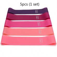 5pcs/Set Gradient Pink Resistance Bands, Strength Training Fitness, Hip Shaping Bands, Suitable For Squats And Leg Exercises - Multicolor - View 10