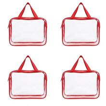 4pcs-1pc Contrast Trim Clear PVC Tote Storage Bag With Zipper, Transparent Organizer Pouch For Baby Toys, Building Blocks & Nursery Sundries - Multicolor - View 14