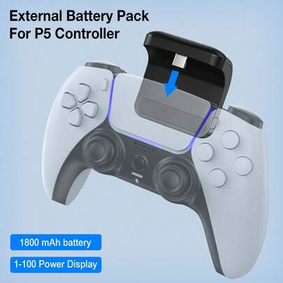 P5 Handle Rear Cover Power Bank, 1800mAh External Battery Clip, With Battery Level Percentage Display, Portable External Charging Base