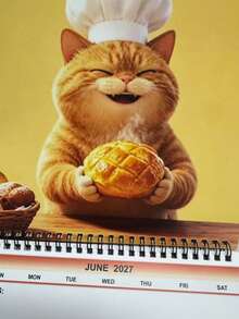 2027 Wall Calendar Cat Chef Cooking Dough And Eggs - Suitable For Home Or Office, Christmas And New Year Gift, Cute Aesthetic For Pet Lovers, Fun Design, Hanging, Desktop, Christmas, Christmas - Multiple Styles - View 4