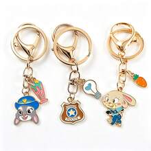 Disney 3pcs Cartoon Animal Enamel Keychains, Judy Hopps & Nick Wilde Fox Rabbit Metal Key Rings Bag Charms Gift - W - View 13