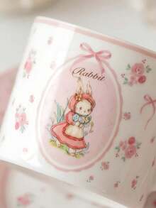 1 Set Pink Floral Rabbit Ceramic Cup And Saucer, Exquisite And Beautiful Coffee Cup And Saucer, Afternoon Tea Coffee Cup And Saucer, Beautiful Gift Cup And Saucer For Friends, Suitable For Home, Restaurant, Cafe, Dessert Shop, Gift, Gathering, Party - Pink - View 8