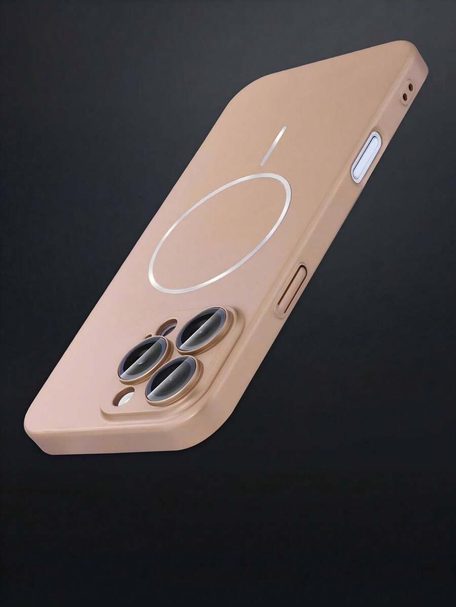 1件裝奢華金屬漆相機保護電鍍磨砂磁吸柔觸感手機殼,相容 iPhone 18 Pro Max 18 Pro 17 Pro Max Air 16 15 14 13 12 Pro Max Plus,支援無線充電 - 杏色 - 查看 1