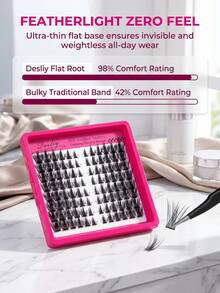 Desliy 5 In 1 Lash Clusters Kit Includes 2pcs Lashes 1pc Tweezer 1pc Bond & Seal 1pc Remover Mixed Styles Beginner-Friendly DIY At Home For Wedding/Daily/Travel/Gift Lash Clusters Individual Lashes False Eyelashes - Rose Red - View 6