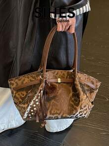 1 túi xách nữ mới màu trơn bằng da PU, túi đeo vai thời trang dung tích lớn, khóa nam châm, hai quai xách, phù hợp đi làm, mua sắm, hẹn hò - Cà phê - Xem 8
