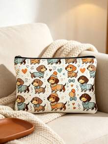 Cute Cat & Dog Print Cosmetic Bag / Toiletry Bag / Organizer - Machine-Washable Pouch Featuring Adorable Animal Patterns And A Minimalist Style; Perfect For The Gym Or Daily Use, And An Ideal Gift For The Holidays. - Multicolor - View 8