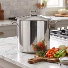 Geezy Arian Gastro Deep Stainless Steel Stock Pots With Lids - Induction Base, All Hob Compatible, Durable & Dishwasher Proof - Great Kitchen Essential For Families Cooking Stew, Curry, Soup - View 2