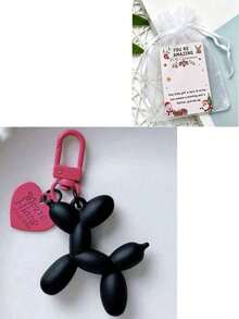 1pc Heart Balloon Dog Keychain, Car Accessory Key Ring, Bag/Backpack/Wallet Pendant Key Chain, Valentine's Day/Halloween/Christmas Gift - Multicolor - View 11
