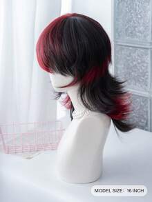 alicegarden 16-Inch Long Synthetic Wig Featuring A Natural Curly Hair Look A A Stunning Multicolor. Designed With Bangs , This False Hairpiece Is Perfect For Ms Daily Party Cosplay Use, Offering A Natural And Natural Durable Wig Gift For Ladies. - Multicolor - View 2