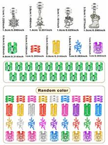 64入彩色聖誕節髮圈，聖誕樹、愛心、葉子造型，節慶髮飾配件 - 彩色 - 查看 7