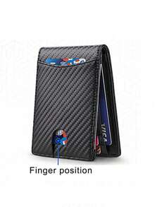 Slim RFID Wallet For Men, Carbon Fiber Bifold Purse With Money Clip, Zipper Coin Pocket ID Window, Anti-Theft Minimalist Smart Wallets - Multicolor - View 10