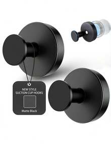2pcs Heavy Duty Suction Cup Hooks For Shower, Bathroom And Kitchen - No Drill Vacuum Adsorption Wall Towel Hooks, Suitable For Glass/Mirror/Tile/Smooth Surfaces, Waterproof And Rustproof - For Sponge/Bathrobe - Multicolor - View 2