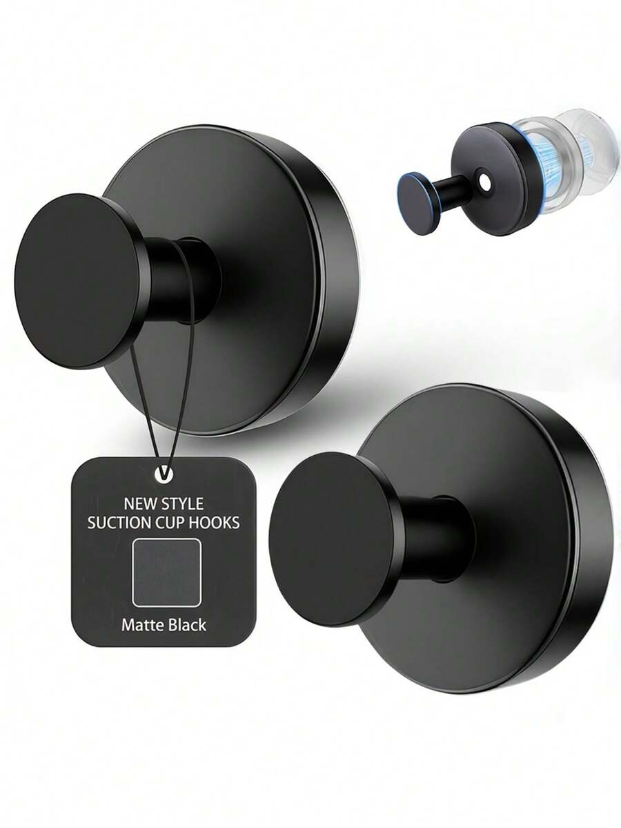 2pcs Heavy Duty Suction Cup Hooks For Shower, Bathroom And Kitchen - No Drill Vacuum Adsorption Wall Towel Hooks, Suitable For Glass/Mirror/Tile/Smooth Surfaces, Waterproof And Rustproof - For Sponge/Bathrobe